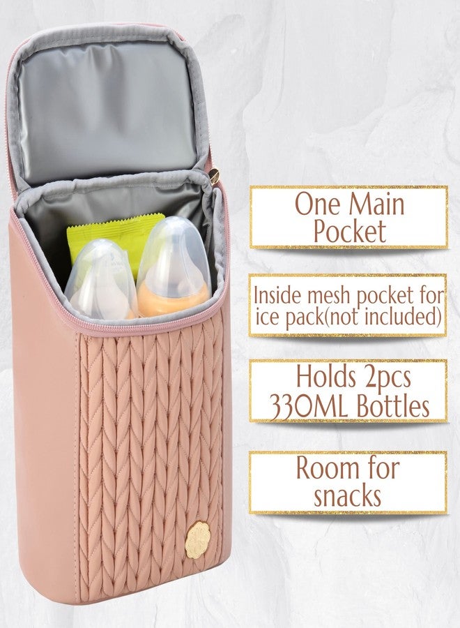 SEWBOO Baby Bottle Cooler Bag with Adjustable Straps to Fits Stroller or Diaper Bag,Insulated Baby Bottle Bag for Nursing Moms Daycare or Travel (Dusty Rose) - Image 3